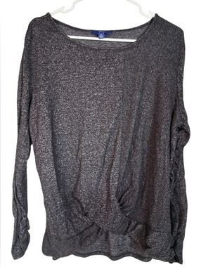 APT. 9 | X-Large | Twisted Front Knit Top | Dark Gray | Lightweight Stretch